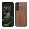 Husa Kwmobile pentru Samsung Galaxy S24 FE, Maro, Lemn/Silicon, KWM000021WK001C