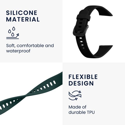 Curea kwmobile pentru Huawei Band 6, Silicon, Verde/Negru, 59296.01