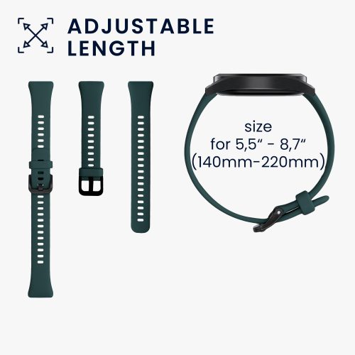 Curea kwmobile pentru Huawei Band 6, Silicon, Verde/Negru, 59296.01