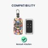 Husa Cheie Auto kwmobile pentru Renault/Dacia 4 Butoane - Keyless Go, Piele ecologica, Multicolor, 44637.70