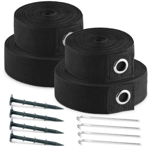 Set 2 Linii Volleyball Navaris, 16m si 8m, Nylon, pentru teren de volei, negru, 60456.01