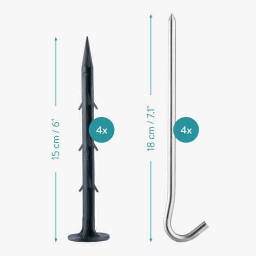 Set 2 Linii Volleyball Navaris, 16m si 8m, Nylon, pentru teren de volei, negru, 60456.01