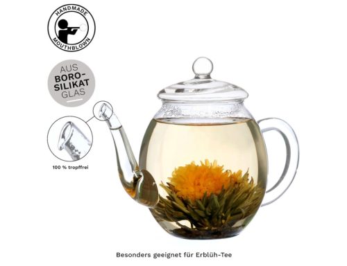 Ceainic din sticla Creano cu capac, 500 ml, rezistent la caldura, turnare fara picurare