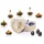 Set cadou ceai infloritor Creano, 6 sfere, ceai negru, cutie lemn in forma de inima, 3 combinatii florale
