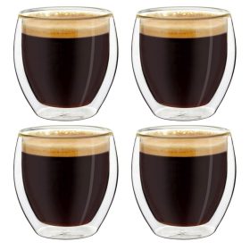   Set 4 pahare espresso termice Creano, 100 ml, sticla borosilicata, perete dublu