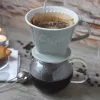 Filtru cafea Creano din portelan, marimea 4, pentru filtre 1x4, baza stabila, gri piatra