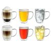 Set 6 cani termice Creano cu maner, 250 ml, sticla borosilicata, perete dublu