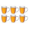 Set 6 cani termice Creano cu maner, 250 ml, sticla borosilicata, perete dublu