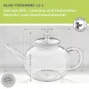Ceainic din sticla Creano, 1,2 L, cu infuzor din inox, capac si 2 flori de ceai