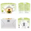 Ceainic din sticla Creano, 1,2 L, cu infuzor din inox, capac si 2 flori de ceai