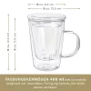 Cana pentru ceai Creano, 400 ml, sticla borosilicata, cu infuzor si capac din sticla