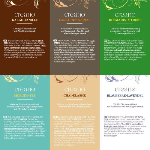 Set cadou ceai mixt Creano Tea Blend Selection, 24 plicuri cu 6 varietati, 48 g