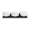 Set servire Rominox Tre Ardesia, 3 boluri ceramica, placa ardezie, aperitive si sosuri