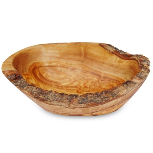 Bol rustic oval din lemn de maslin, 9-11 cm, latime 6 cm, pentru gustari si servire