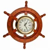 Timonă decorativa Giftdeco WC65, alamă și lemn, diametru 13,5 cm, stil retro, nautic