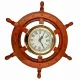 Timonă decorativa Giftdeco WC65, alamă și lemn, diametru 13,5 cm, stil retro, nautic