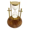 Clepsidră Giftdeco TMR-0200, alamă, sticlă și lemn, înălțime 20 cm, diametru 14,5 cm, stil vintage, colonial, clasic