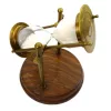 Clepsidră Giftdeco TMR-0200, alamă, sticlă și lemn, înălțime 20 cm, diametru 14,5 cm, stil vintage, colonial, clasic