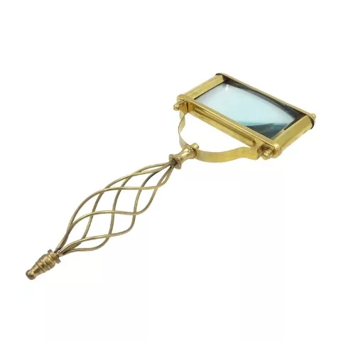 Lupă Giftdeco, alamă și sticlă, lățime 12 cm, lungime 27,5 cm