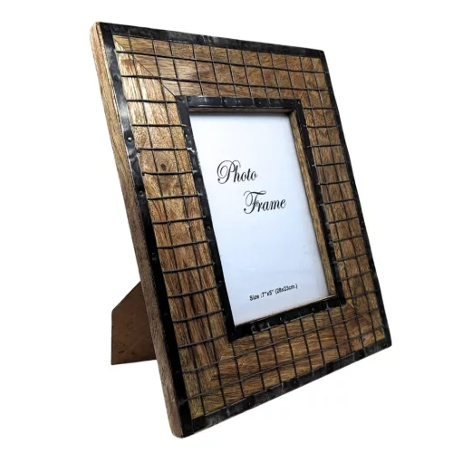 Ramă foto Giftdeco A-1639, pentru fotografie 13 x 18cm, lemn de mango și metal, 28 x 22,5 cm