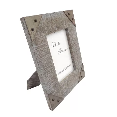 Ramă foto Giftdeco, pentru fotografie 10 x 15cm, lemn de mango și metal, 27,5 x 22,5 cm