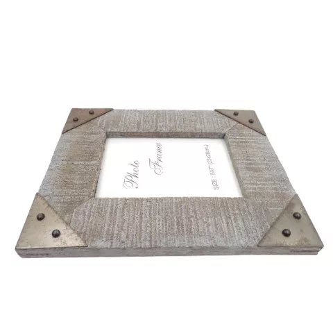 Ramă foto Giftdeco, pentru fotografie 10 x 15cm, lemn de mango și metal, 27,5 x 22,5 cm