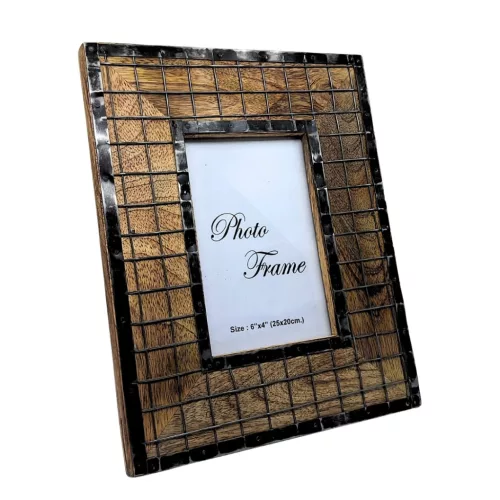 Ramă foto Giftdeco A-1638, pentru fotografie 10 x 15cm, lemn de mango și metal