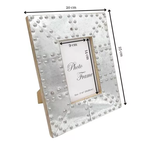 Ramă foto Giftdeco, pentru fotografie 15 x 10cm, lemn de mango și metal, stil industrial, glamour