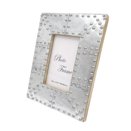 Ramă foto Giftdeco, pentru fotografie 15 x 10cm, lemn de mango și metal, stil industrial, glamour