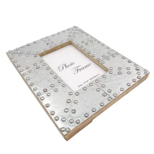 Ramă foto Giftdeco, pentru fotografie 15 x 10cm, lemn de mango și metal, stil industrial, glamour