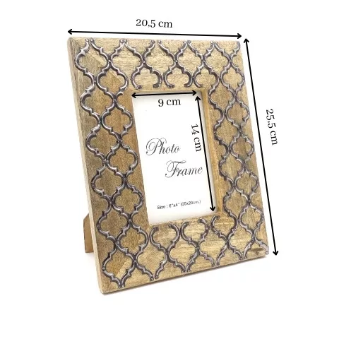 Ramă foto Giftdeco A-1133, pentru fotografie 15 x 10cm, lemn de mango și metal