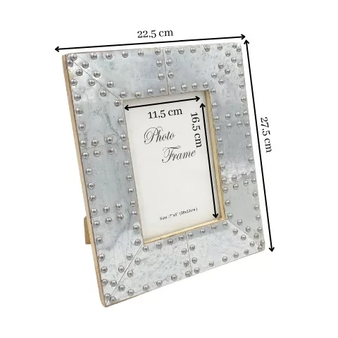 Ramă foto Giftdeco, pentru fotografie 18 x 13cm, lemn de mango și metal, stil industrial, glamour