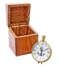 Ceas decorativ Giftdeco NI406A/1, lemn de trandafir, alamă și sticlă, înălțime 7 cm, lățime 5 cm, stil retro, nautic