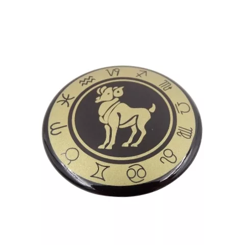 Magnet zodiacal Giftdeco, sticlă și metal, diametru 6 cm