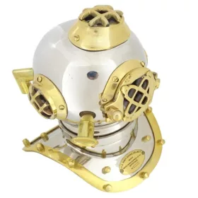   Cască de scafandru decorativa Giftdeco DH93, alamă, 20cm x 18cm x 20cm, stil nautic