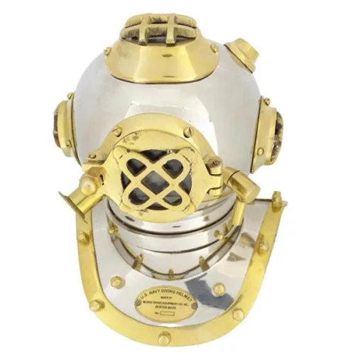 Cască de scafandru decorativa Giftdeco DH93, alamă, 20cm x 18cm x 20cm, stil nautic