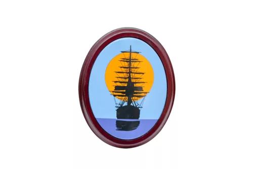 Machetă navala Giftdeco, metal și lemn, 18,5 cm x 14,5 cm, stil nautic, clasic