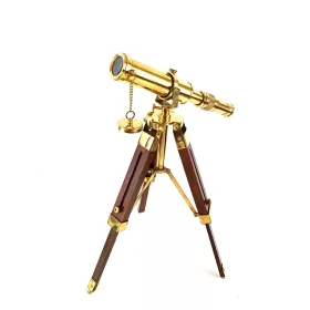   Obiect decorativ Giftdeco T05, alamă, sticlă și lemn, înălțime 40 cm, diametru 2,5 cm, stil nautic, clasic