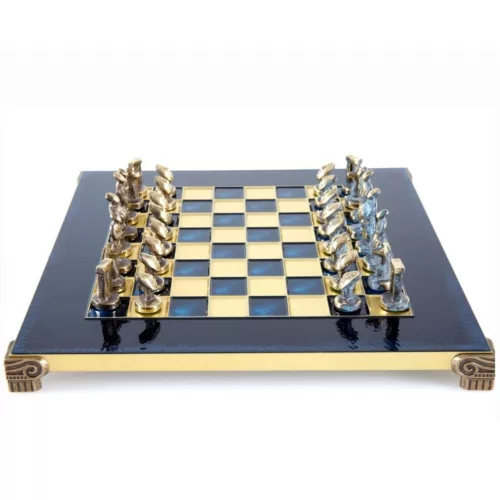 Set sah Manopoulos S22B, alamă, metal și lemn, înălțime 5 cm