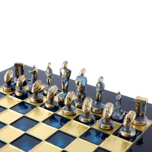 Set sah Manopoulos S22B, alamă, metal și lemn, înălțime 5 cm