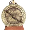 Astrolab decorativ Hemisferium H32, alamă și lemn, înălțime 12 cm, diametru 10 cm, stil modern, renaștere