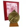 Astrolab decorativ Hemisferium H32, alamă și lemn, înălțime 12 cm, diametru 10 cm, stil modern, renaștere
