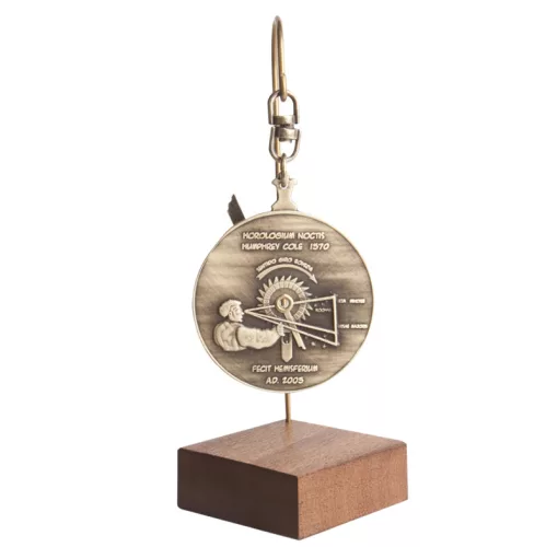 Ceas decorativ Hemisferium H85, alamă și lemn, înălțime 13 cm, diametru 5 cm