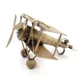   Machetă avion Giftdeco NC1389, alamă și metal, 17 x 17,50 x 11,5 cm, stil retro