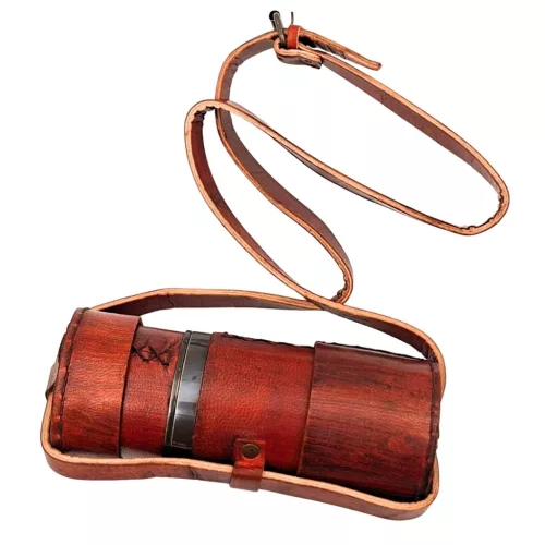 Lunetă Giftdeco NC1596, alamă, piele și metal, stil nautic