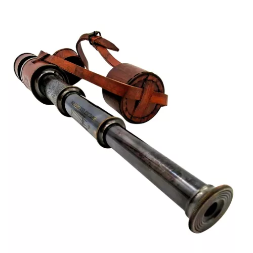 Lunetă Giftdeco NC1596, alamă, piele și metal, stil nautic
