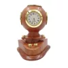 Cască de scafandru decorativa Giftdeco NC1220, alamă, sticlă și lemn, 10 x 9,5 x 11,5 cm, stil nautic