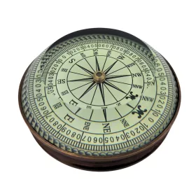   Busolă Giftdeco NC2511, alamă și sticlă, 8 x 8 x 2,70 cm, stil nautic