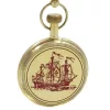 Ceas decorativ Giftdeco NC2126, alamă și sticlă, înălțime 12 cm, lățime 9,5 cm, stil retro, nautic