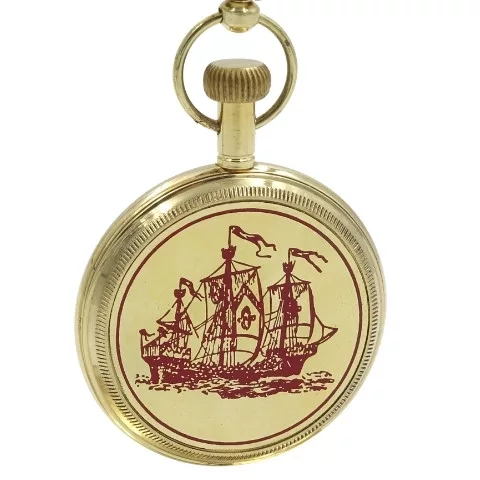Ceas decorativ Giftdeco NC2126, alamă și sticlă, înălțime 12 cm, lățime 9,5 cm, stil retro, nautic